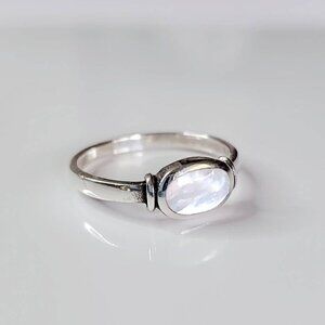 925 Sterling Silver Mother of Pearl Ring Statement Engagement Promise Wedding
